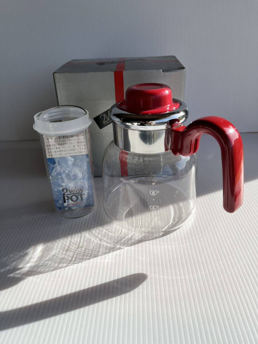 未使用★保管品★ パイレックス ツーウェイポット 8208-6 ワインレッド 1400cc 直火用 2way pot IWAKI GLASS PYREX 調理器具の画像1