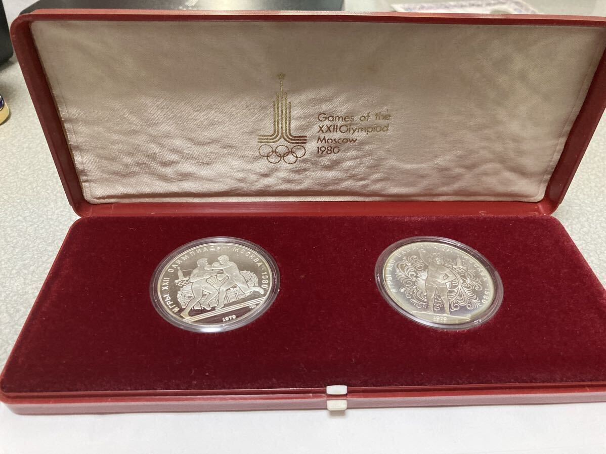 モスクワオリンピック 記念メダル 銀貨 2枚セット 1980年 ケース付の画像3