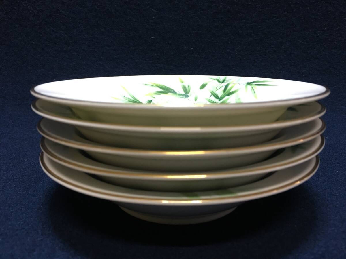 5枚組 Noritake ノリタケ NIPPON TOKI KAISHA 小皿 盛皿 深皿 取り皿 分け皿 洋食器 和食器 竹 模様柄 白磁 金彩縁 植物 柄 模様 珍品 美品_画像9