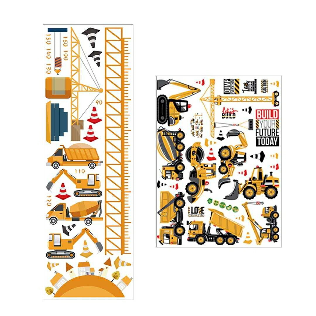 【身長計ステッカー】重機 ウォールステッカー 重機ステッカーor身長計ステッカー 工事現場 ダンプ ユンボ 90～160cm シール シンプル _画像10
