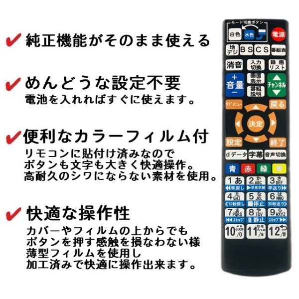 【代替リモコン125】防水カバー付 S.K JAPAN SQ-YRC1 互換 送料無料 (SQ-Y43H302 SQ-Y32H302 SQ-Y24H302用) エスケイジャパン_画像2