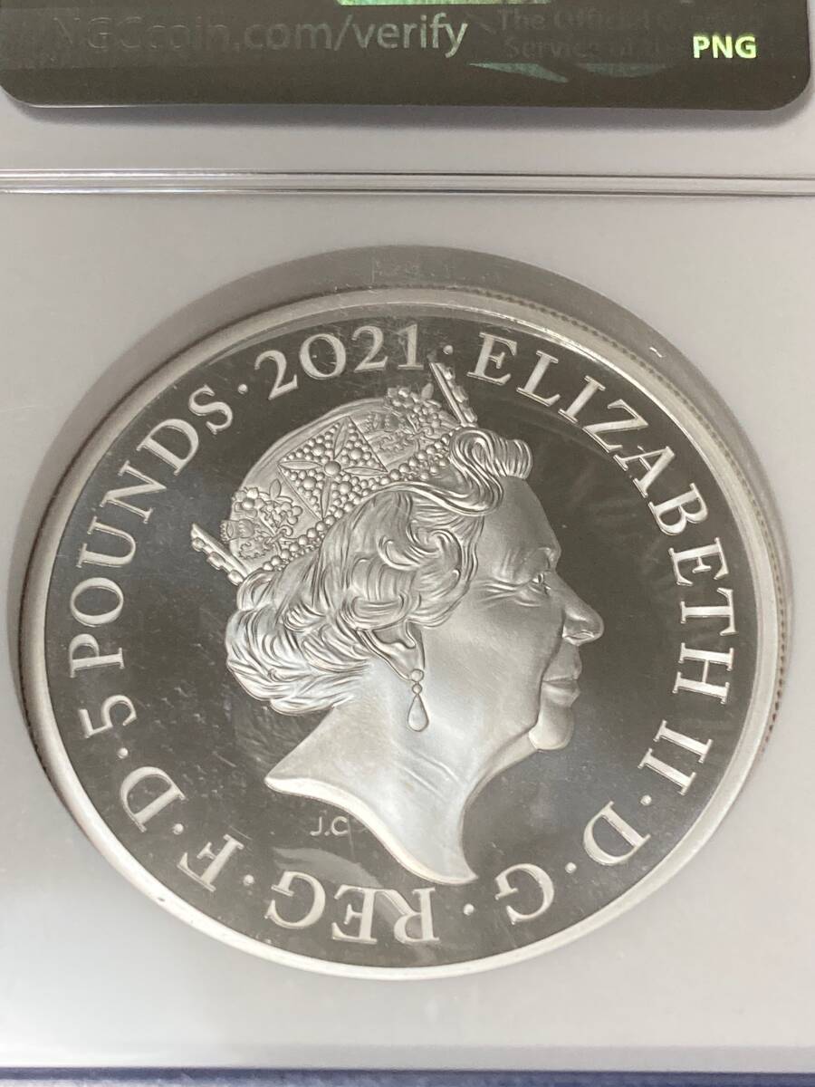 【最高鑑定！！】2021年イギリス ゴシッククラウン（シールド） 2オンス5ポンド銀貨 NGC PF70 URTRA CAMEOの画像6