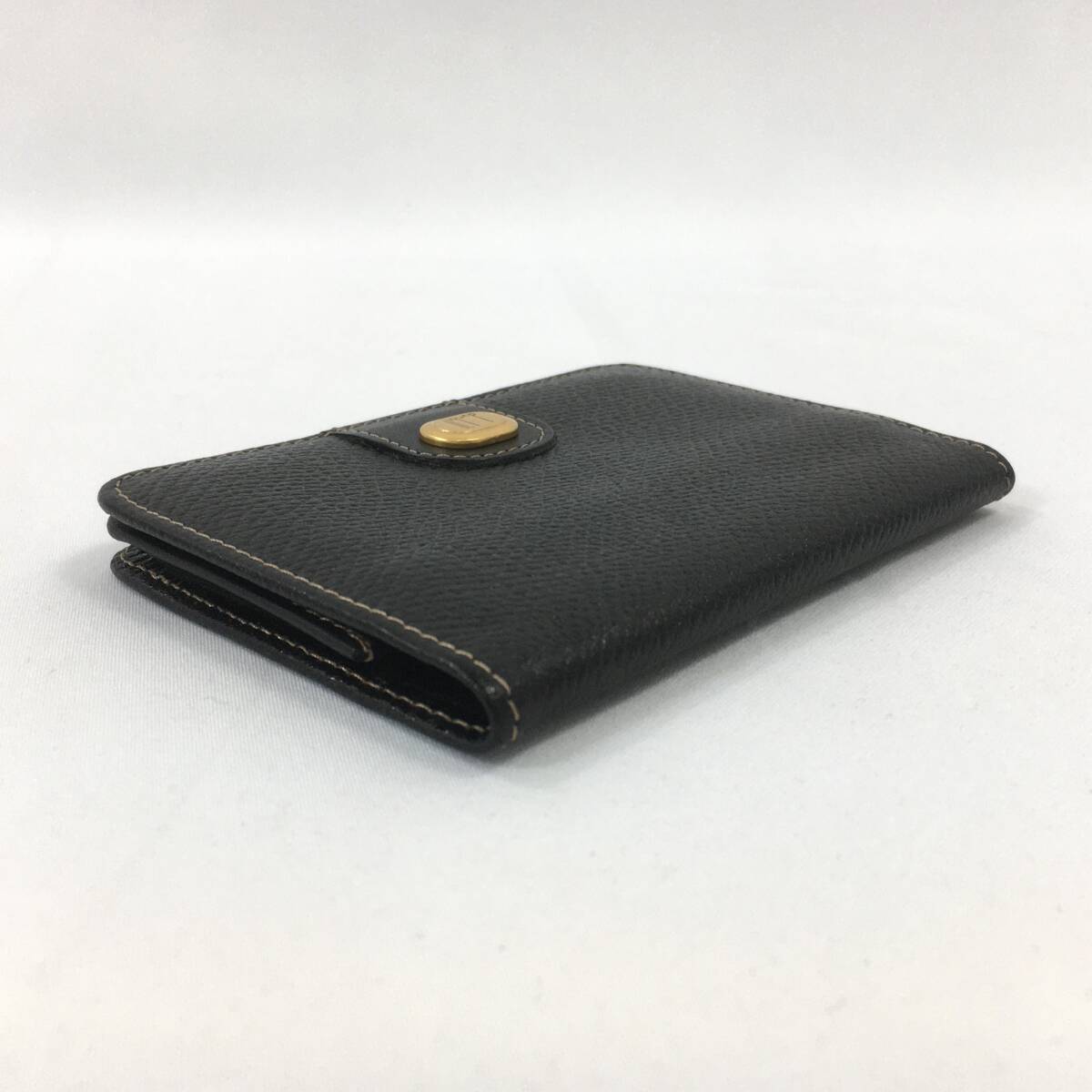 【美品】ダンヒル 名刺入れ ブラック シュリンクレザー 二つ折り カードケース dunhill_画像4