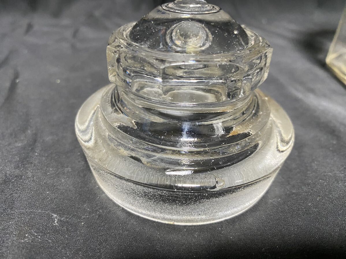 当時物 ガラス瓶 キャンディーポット 飴屋瓶 昭和レトロ 気泡 保存瓶 アンティーク 時代物 フタ付の画像7