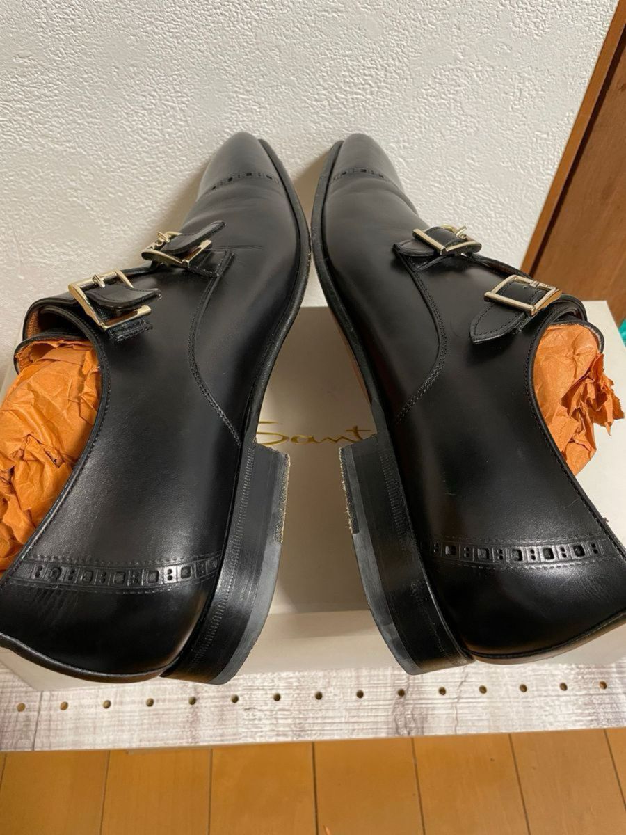 サントーニ Santoni 紳士靴 ダブルバックル ブラック UK8 27cm 