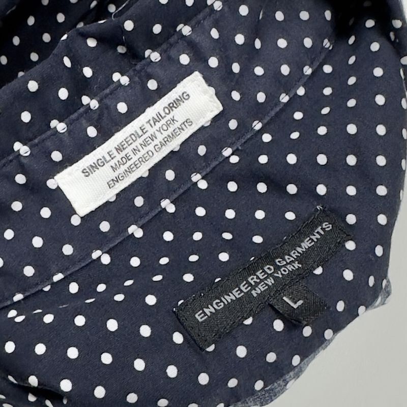 ENGINEERED GARMENTS エンジニアードガーメンツ Spread Collar Shirt - Polka Dot Broadcloth スプレッドカラーシャツ ポルカドット L 紺の画像4