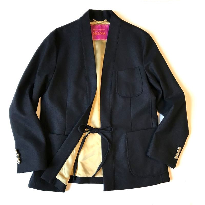 定価6.3万 UNITED ARROWS & SONS ユナイテッドアローズアンドサンズ TOMMY BLAZER トミーブレザー size:L ネイビー/ノーカラー ジャケット_画像1