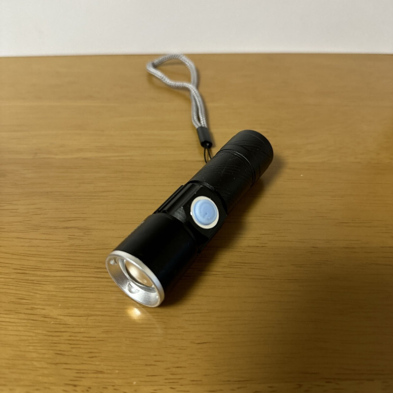  jpy tube type bicycle light 3 -step LED USB charge waterproof flashlight compact black 