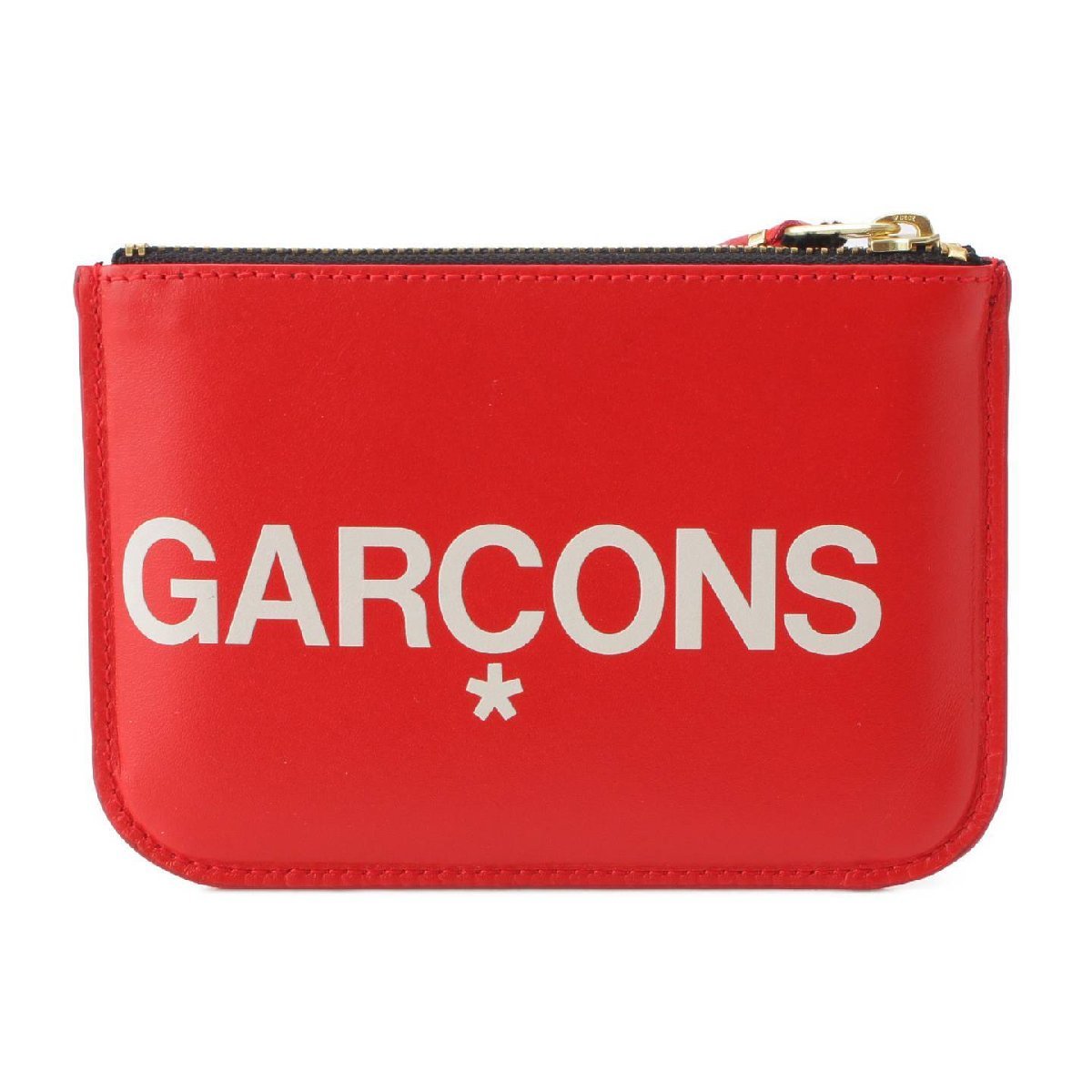 【コムデギャルソン】Comme des Garcons huge logo ビッグロゴ レザー カードケース 財布 ポーチ レッド 未使用【中古】200872_画像2