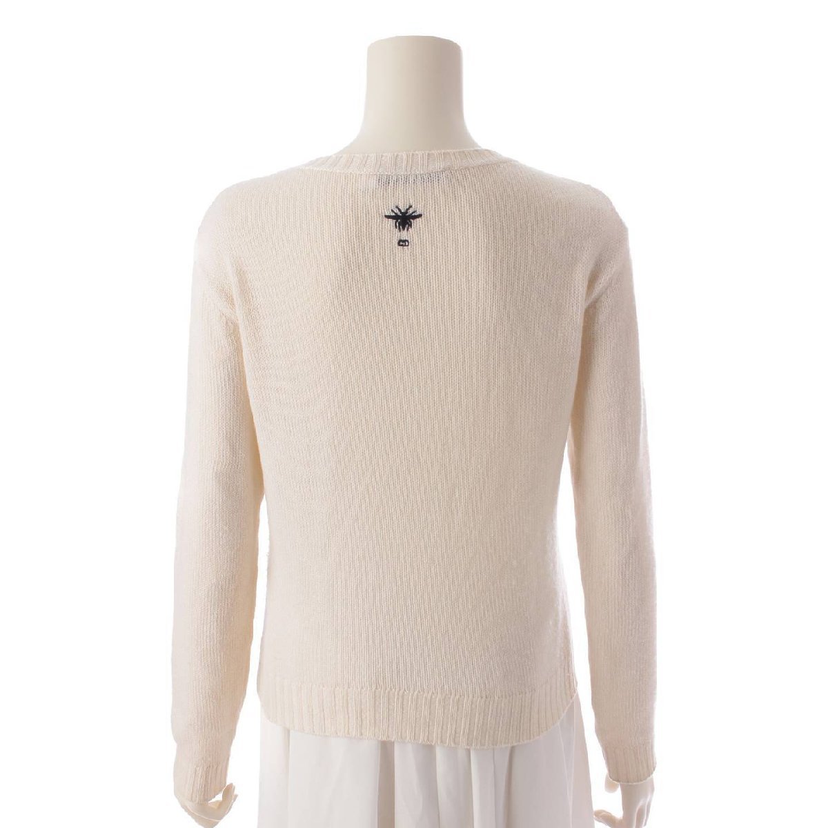 [ Christian Dior ]Christian Dior 20AW Star BEE embroidery cashmere long sleeve knitted sweater ivory 34 [ used ]201613