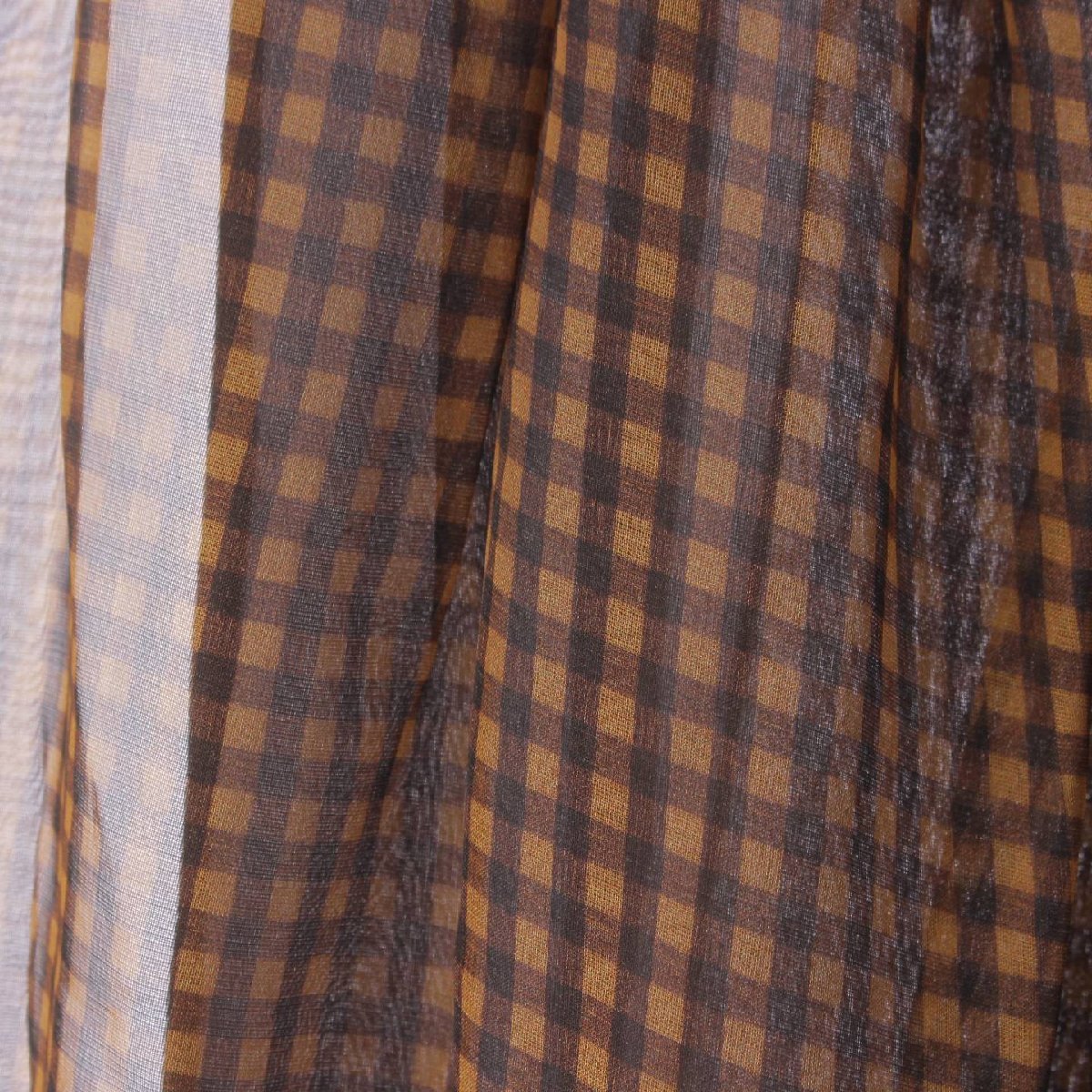 [ Fendi ]Fendi 19 year silk check side Zip skirt FQ7141 Brown 42 [ used ][ regular goods guarantee ]199415