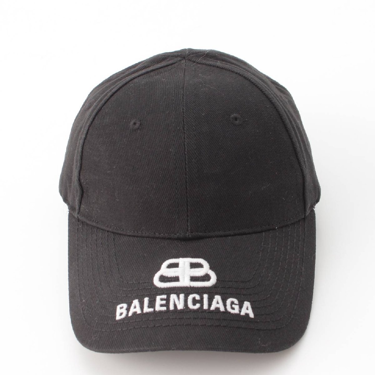 【バレンシアガ】Balenciaga　BBロゴ 刺繍 コットン ベースボールキャップ 帽子 577548 ブラック L 【中古】【正規品保証】201471_画像2