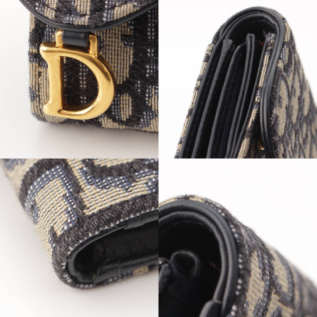 【ディオール】DIOR　サドル オブリーク キャンバス コンパクトウォレット 三つ折り財布 ネイビー 【中古】【正規品保証】198333_画像7