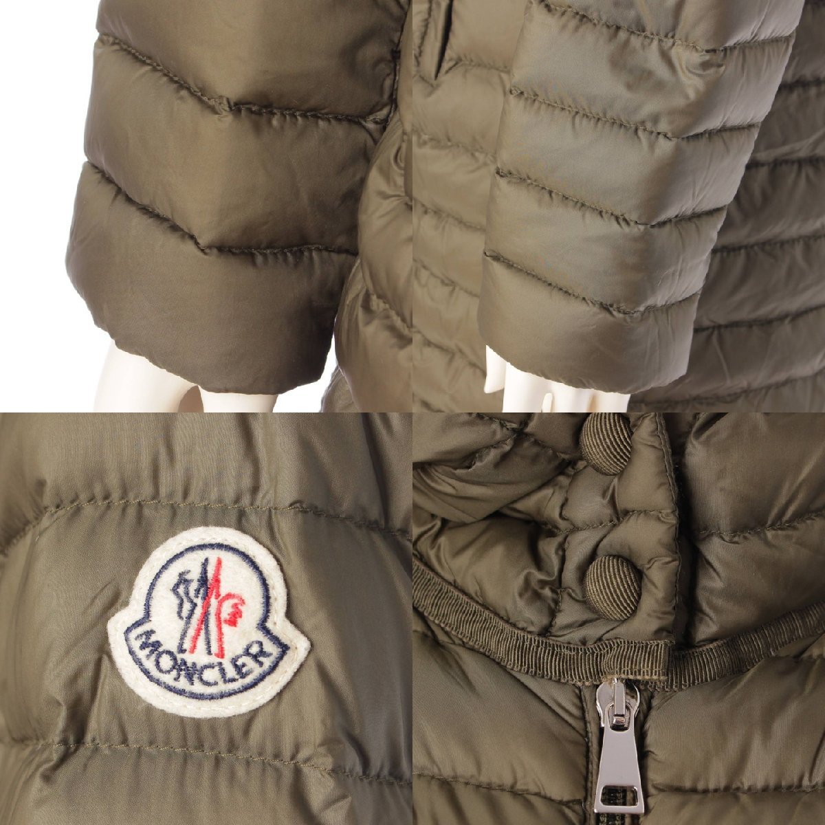 【モンクレール】Moncler　17年 BARBEL バーベル フード ライトダウンコート アウター 49312 カーキ 2 【中古】【正規品保証】202149_画像6