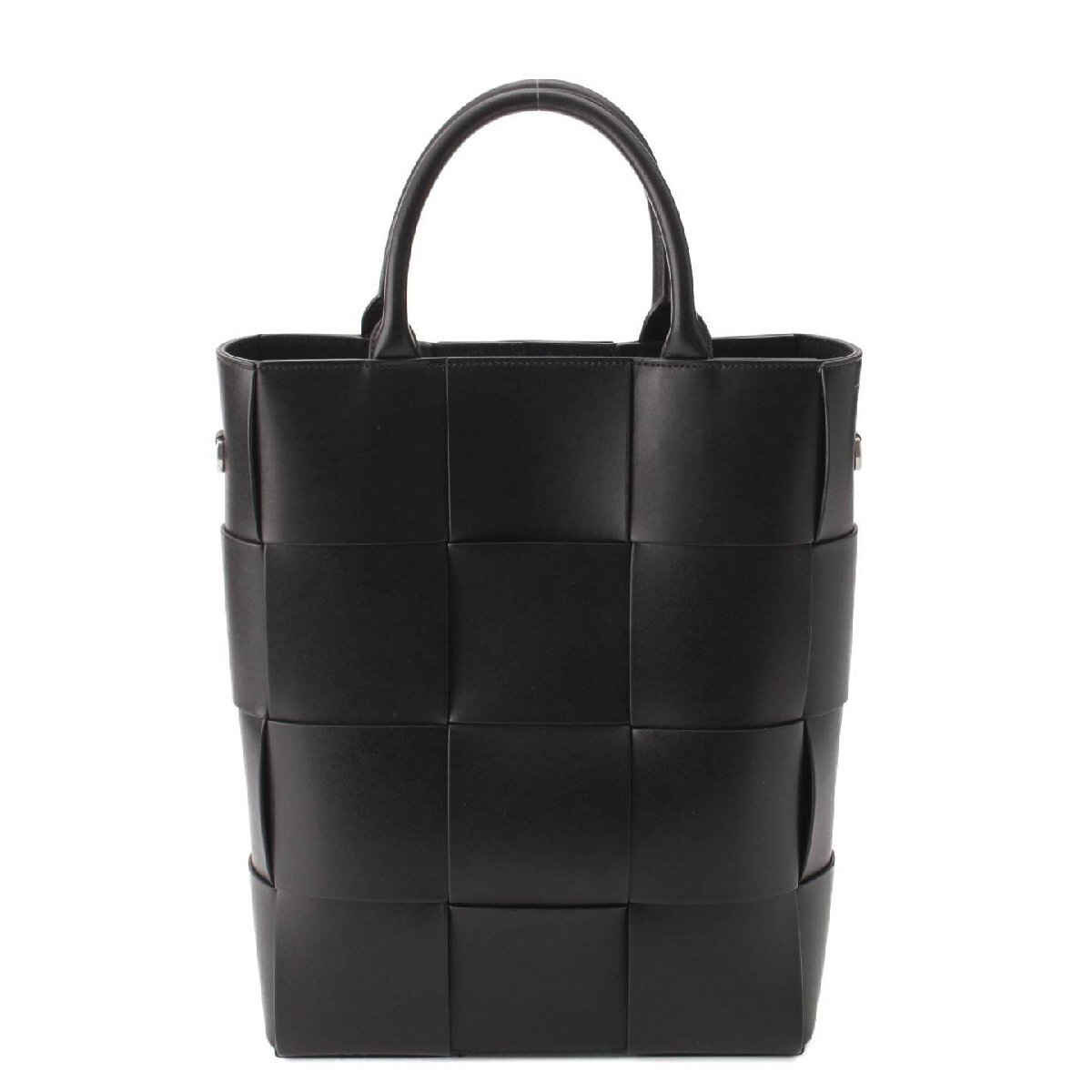 【ボッテガ ヴェネタ】Bottega Veneta メンズ マキシイントレチャート カセット 2wayトートバッグ ブラック【中古】203145の画像1