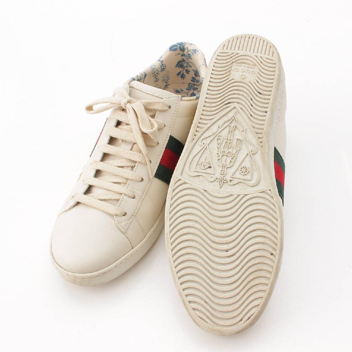 【グッチ】Gucci　ロゴ メタリック エース ローカットスニーカー 525268 ホワイト 37 1/2 【中古】【正規品保証】202788_画像5