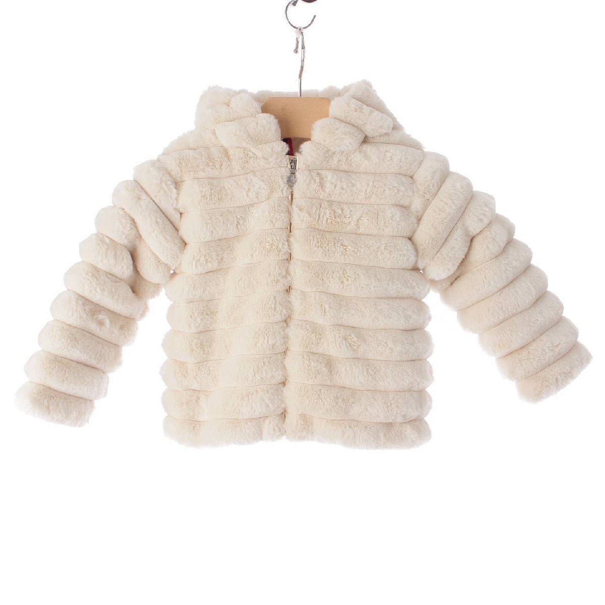 【モンクレール】Moncler　キッズ LATIFE アンファン エコファー ジップアップ ジャケット ホワイト 3anni 【中古】【正規品保証】202319