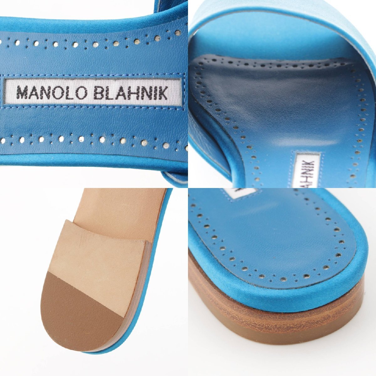 【マノロブラニク】Manolo Blahnik RAPALLA サテン フラット サンダル 81WRAPSAT010 ブルー 36 1/2 【中古】【正規品保証】203839の画像7