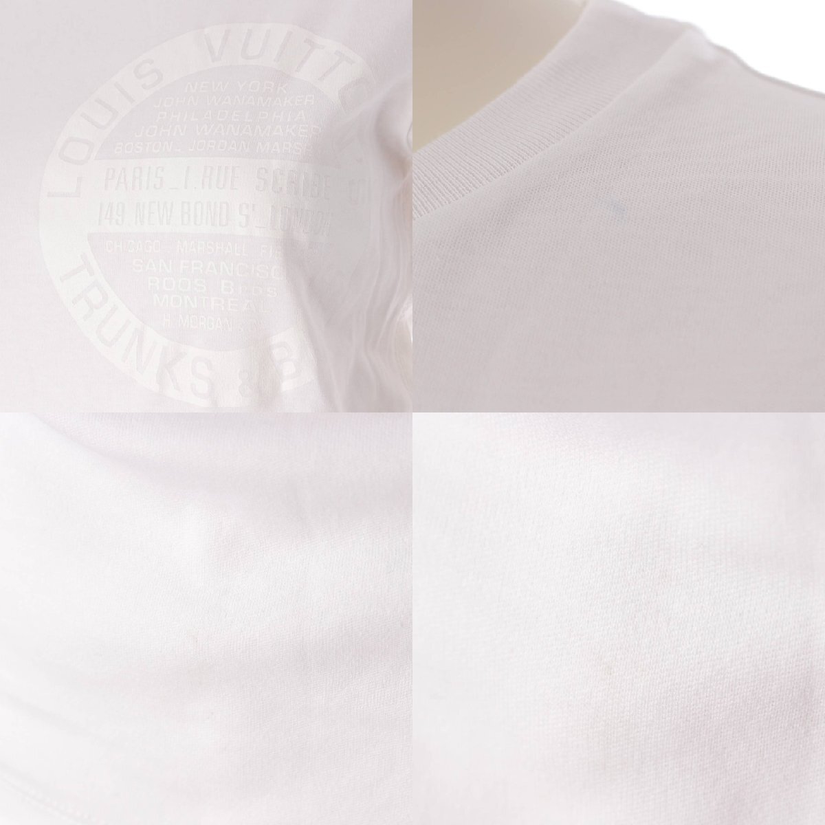 【ルイヴィトン】Louis Vuitton　19SS コットン TRUNKS&BAGS LVスタンプ Tシャツ トップス ホワイト XS 【中古】【正規品保証】203603_画像8