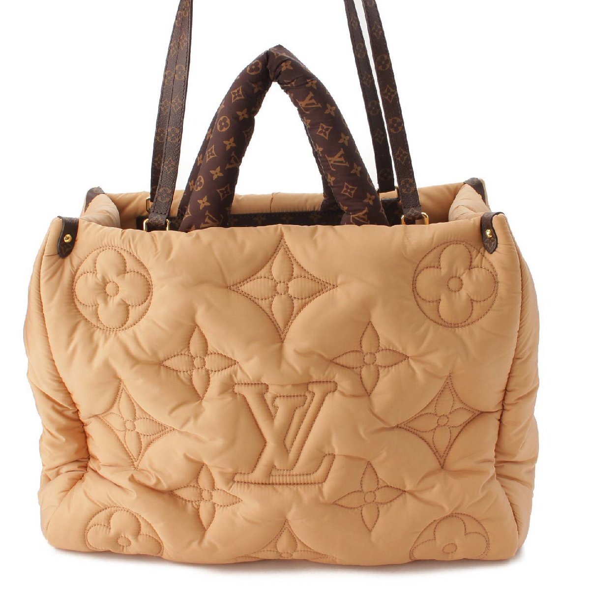 【ルイヴィトン】Louis Vuitton　LVピロー モノグラム オンザゴーGM ナイロン 2wayトートバッグ M59007 ベージュ 【中古】204238_画像1