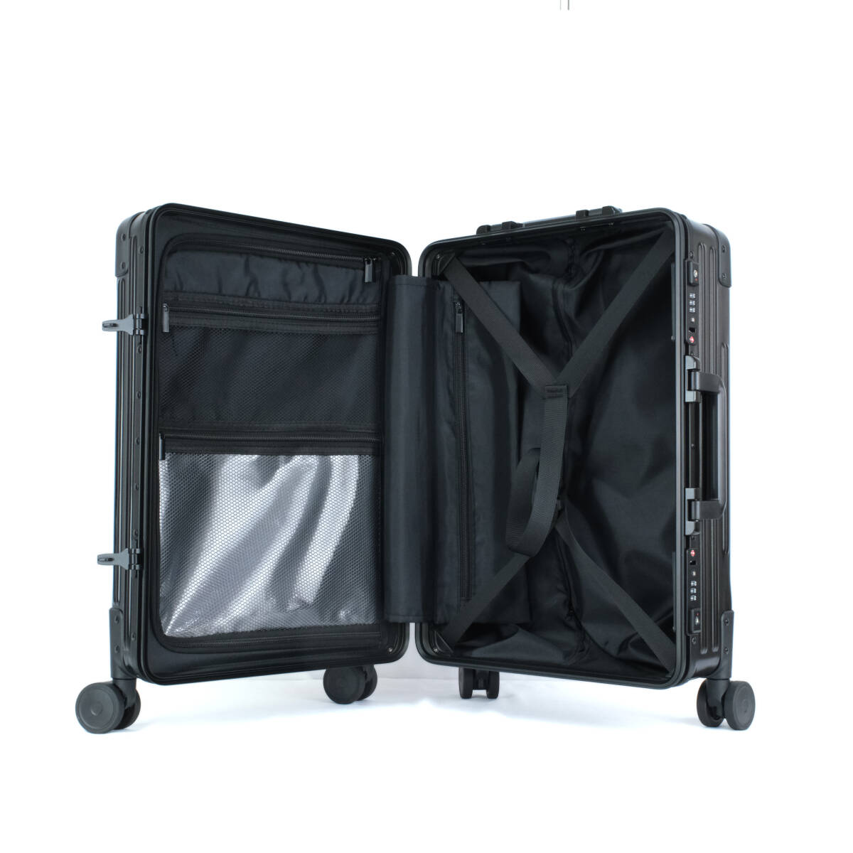 【新品】格安 キャリーケース ブラック Mサイズ スーツケース アルミフレーム 軽量 頑丈 5泊～7泊の画像5