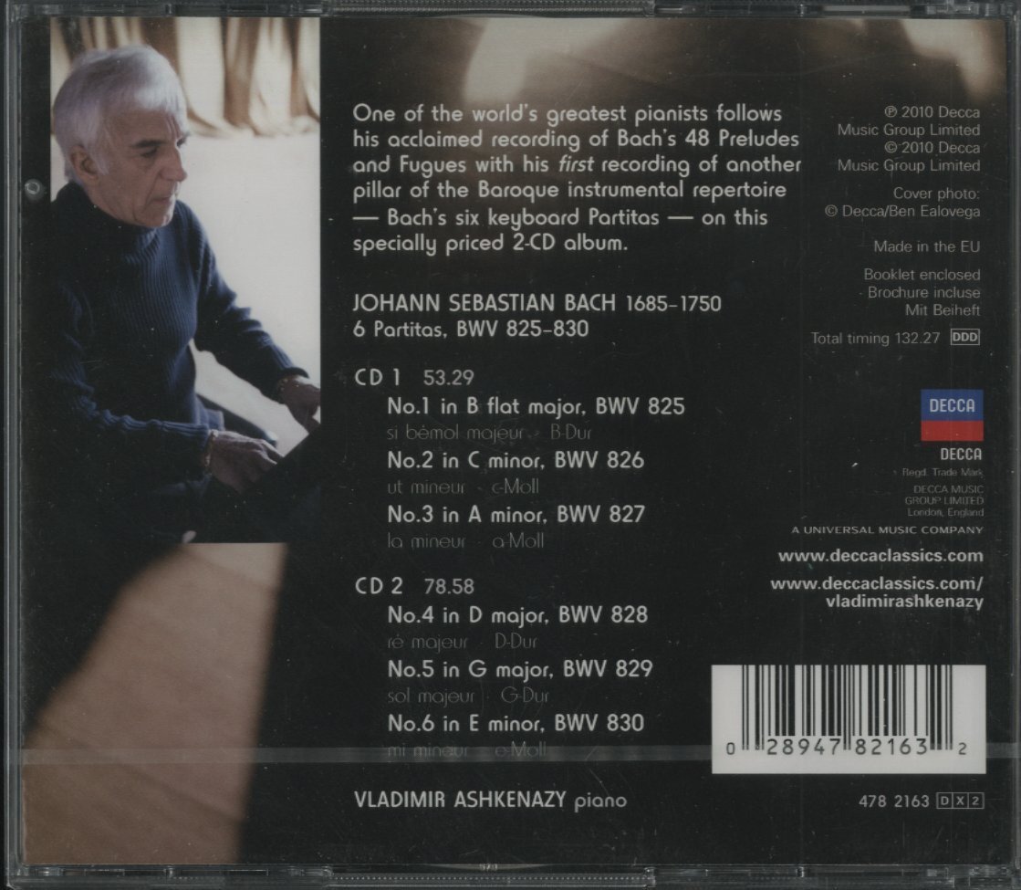 【未開封】CD/2CD / アシュケナージ / J.S.バッハ：パルティータ全曲第1番、2番、3番、4番、5番、6番 / 輸入盤 2枚組 4782163 40325_画像2