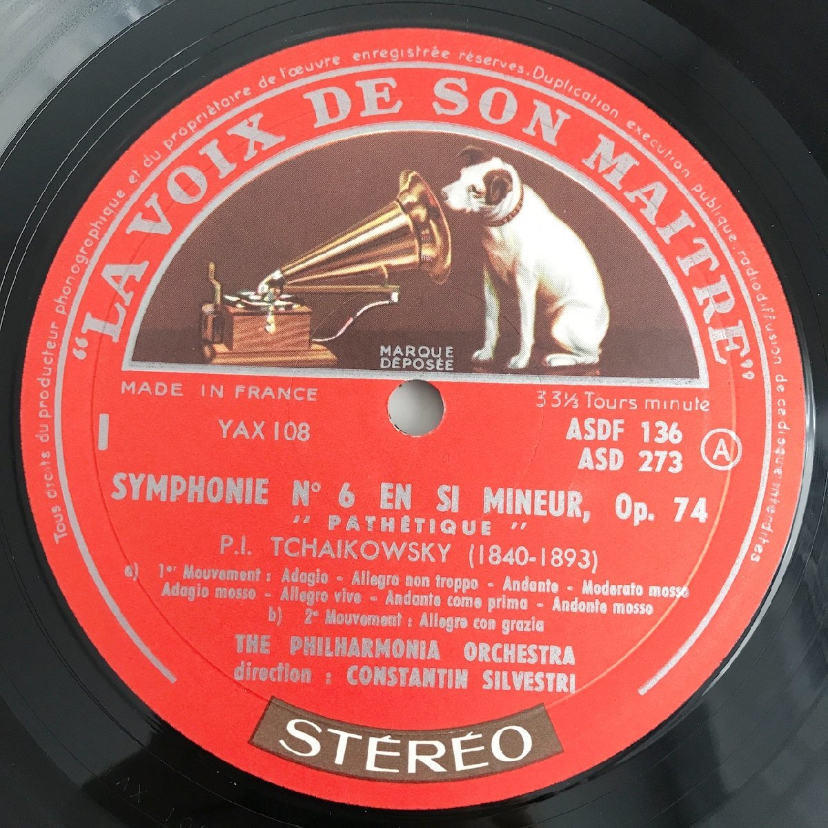 LP/ シルヴェストリ / チャイコフスキー：交響曲第6番「悲愴」 / フランス盤 セミサークル HMV ASDF136 40302-6346の画像3