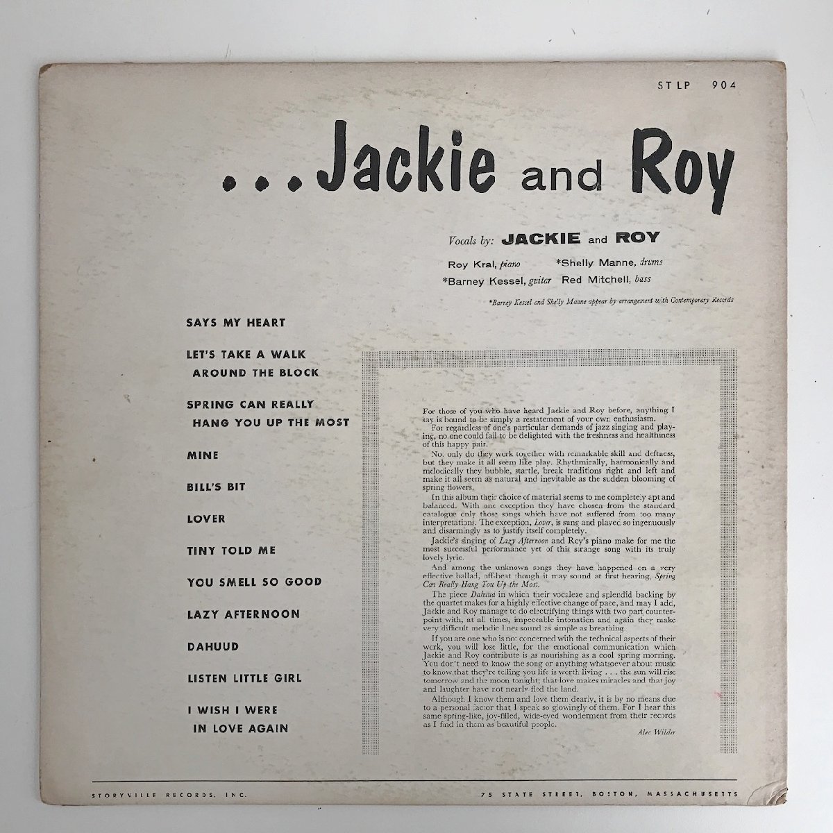 LP/ JACKIE AND ROY / STORYVILLE PRESENTS JACKIE AND ROY / US盤 オリジナル STORYVILLE STLP904 40311-4188の画像2