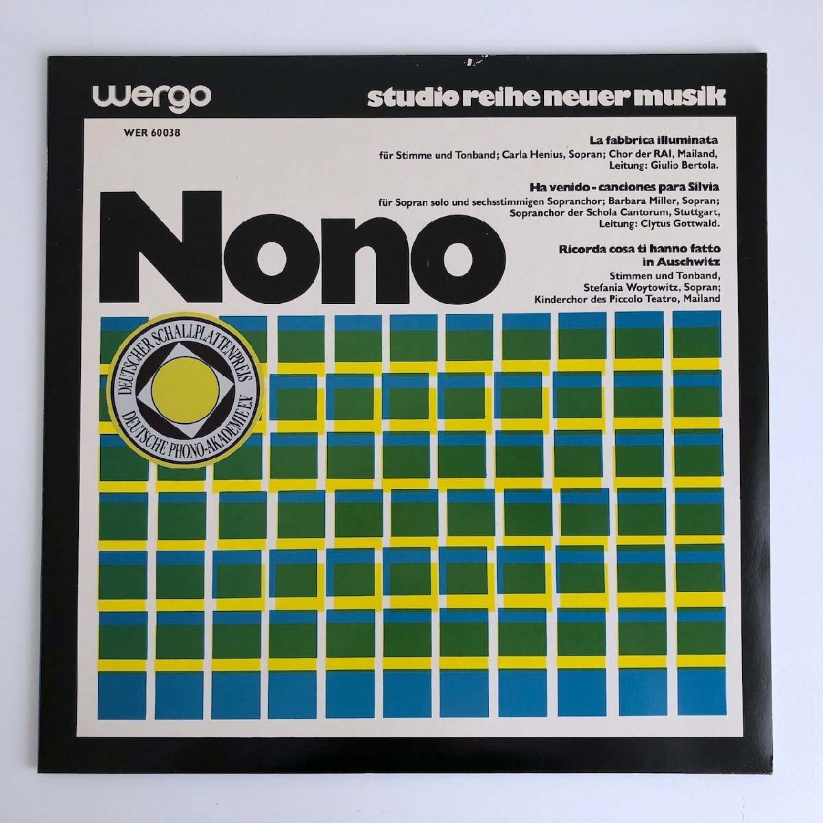 LP/ ノーノ / ノーノ：光の工房、シルヴィアのための歌 、アウシュヴィッツの出来事の追憶 / ドイツ盤 インサート WERGO WER60038 40326の画像1
