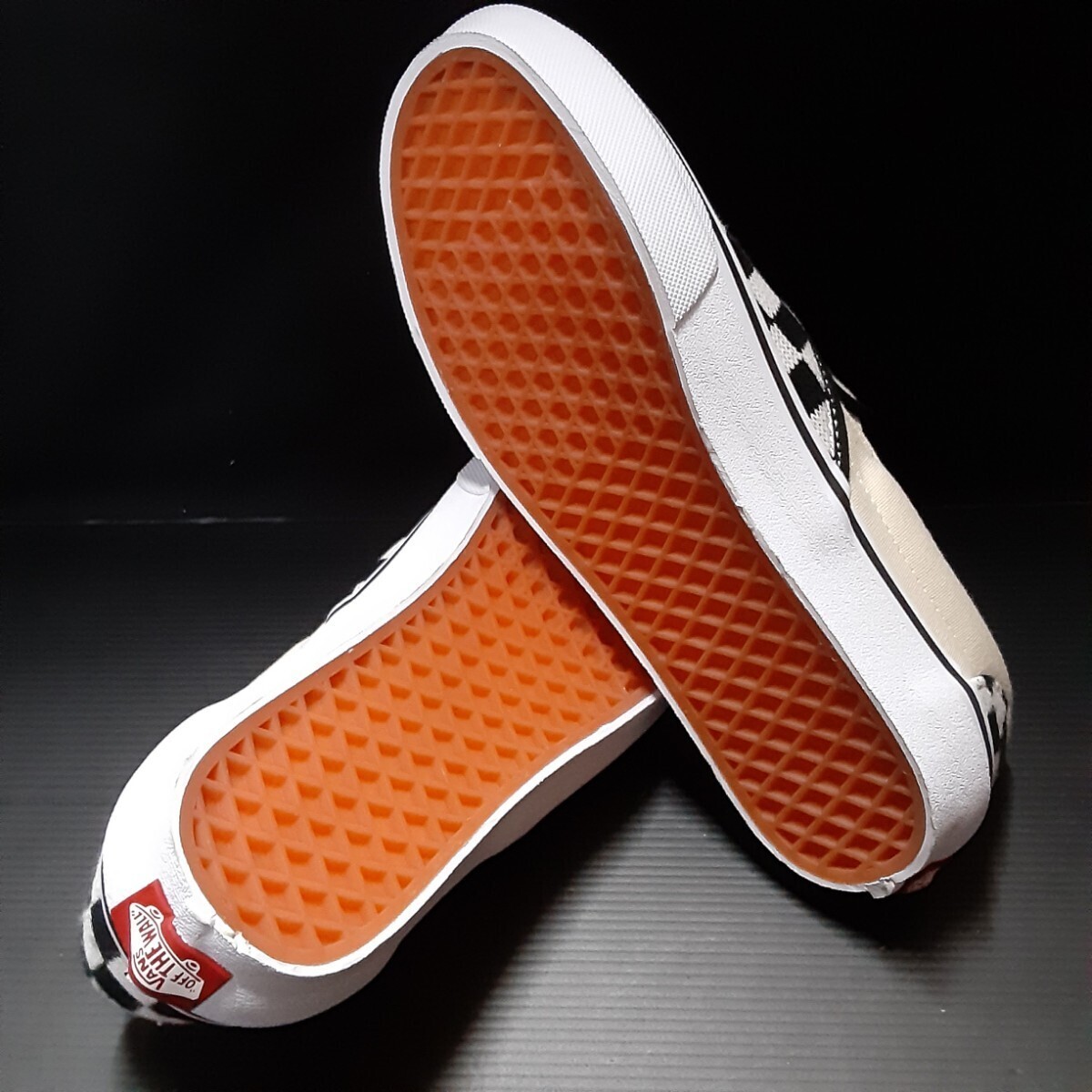 最値!新品!定7700円!名作ニットチェッカー!バンズ【VANS】CF クラシック スリッポン スニーカー!ブラック×ホワイト!黒白 希少24cm 箱付き_画像6