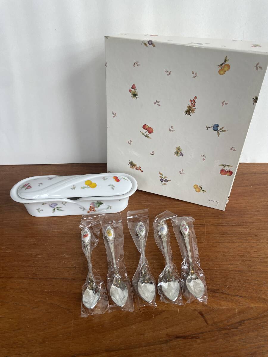  new goods unopened Marcia n sweet fruit spoon ceramics case attaching Sato commercial firm the 7 treasures 