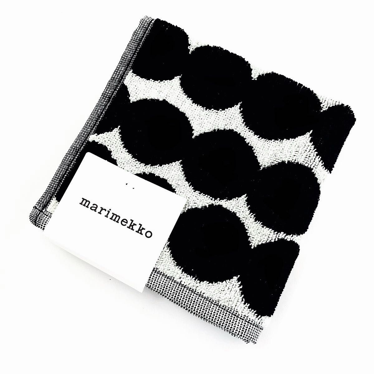 【新品未使用】marimekko マリメッコ　タオルハンカチ　ラシィマット　ブラック　ハンドタオル　ミニタオル　ホワイト　北欧雑貨