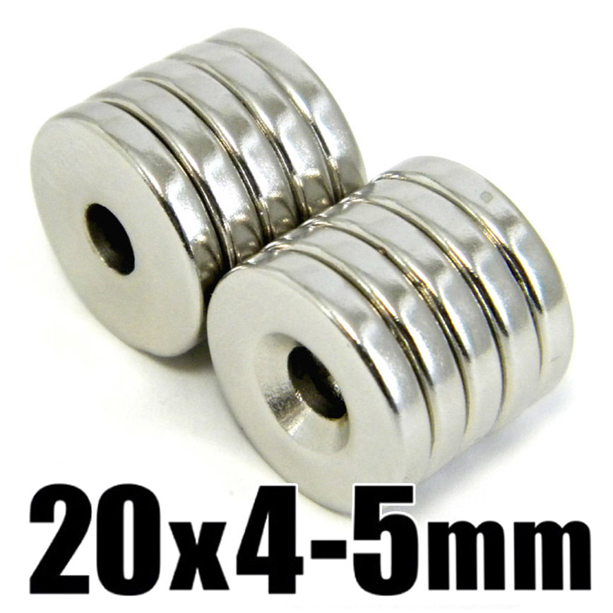 ◆ 穴あき 丸形 マグネット ◆ ネオジム 超強力 磁石 直径20mm x 厚み4mm（ネジ穴 5mm）【10個セット】◆の画像2