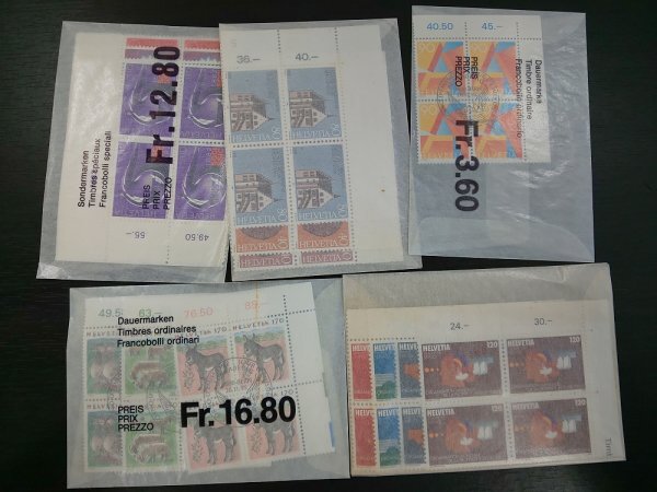 0303F43 外国切手 スイス切手 動物 オリンピック スポーツ等 バラ 印付き混在 ブロックまとめ1の画像7