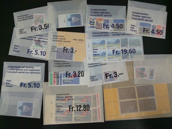 0303F46 外国切手 スイス切手 切手シール 花 印付き混在 バラ ブロックまとめ4の画像7