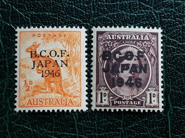 0304Y48 占領軍切手　BCOF JAPAN 1946　イギリス連邦軍日本占領切手　7種完全揃い　オーストラリア切手加刷未使用　※詳細は写真参照_画像2