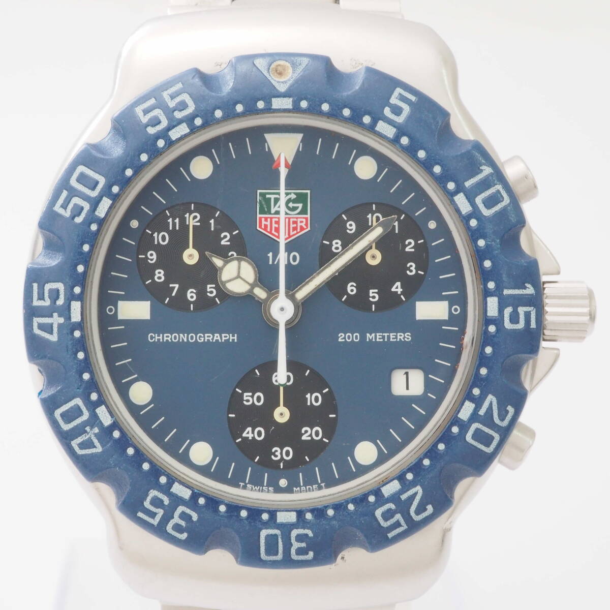 タグ・ホイヤー フォーミュラ1 クロノグラフ 570.513 TAG HEUER Professional 200M デイト SS クォーツ 青文字盤 メンズ腕時計[Pa1427-AI3_画像1