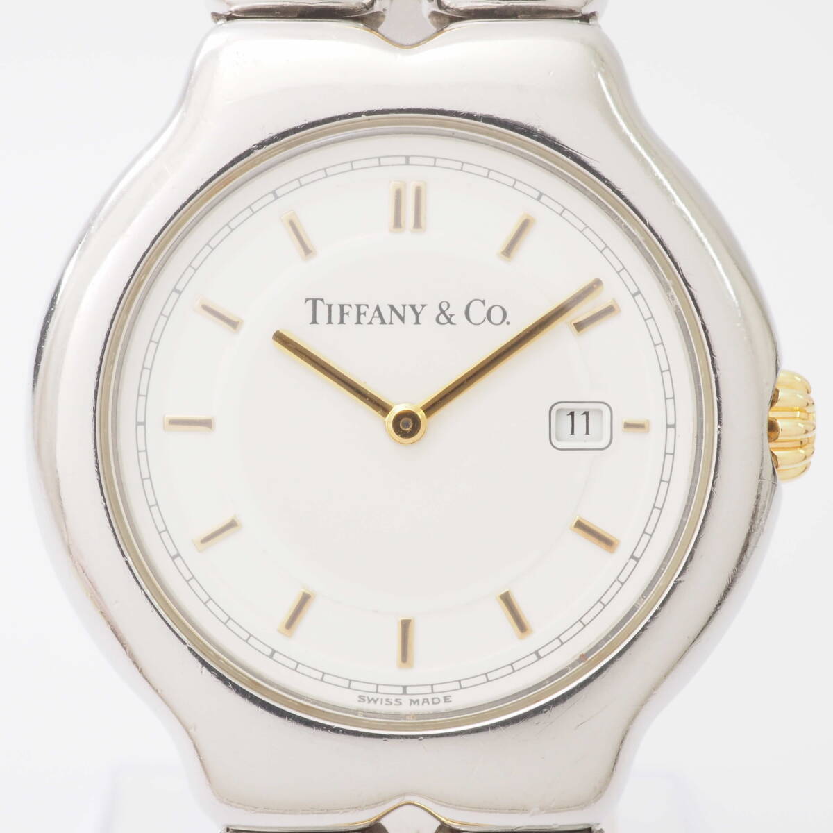 ティファニー ティソロ Ref,M0112 50-04 TIFFANY&Co. TESORO デイト SS×YG クォーツ 白文字盤 ボーイズ/メンズ腕時計[D303504-AK1の画像1