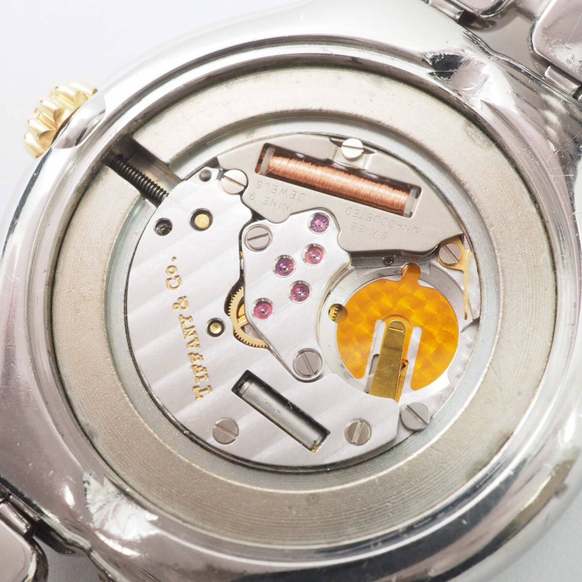 ティファニー ティソロ Ref,M0112 50-04 TIFFANY&Co. TESORO デイト SS×YG クォーツ 白文字盤 ボーイズ/メンズ腕時計[D303504-AK1の画像9