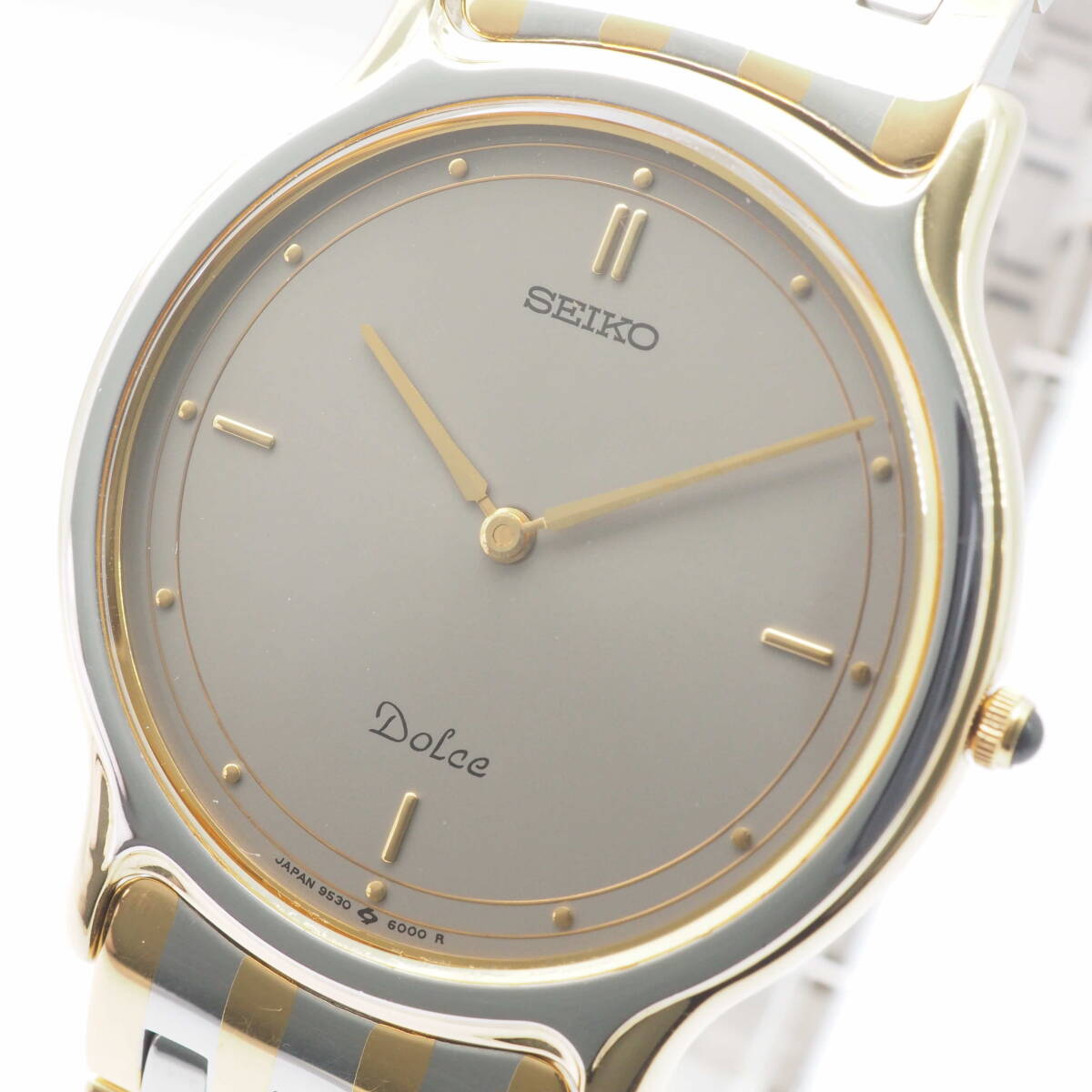 セイコー ドルチェ ラウンド 9530-6000 R0 SEIKO DOLCE SS クォーツ コンビ×グレー文字盤 ボーイズ 男女兼用 腕時計[737816-AK6_画像1