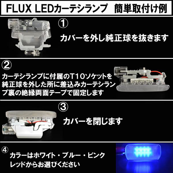 フーガ Y50 Y51・シーマ F50 HGY51 LED カーテシランプ ホワイト ブルー グリーン ピンク レッド ゴールド パーツ ドアランプ 4個セット_画像5