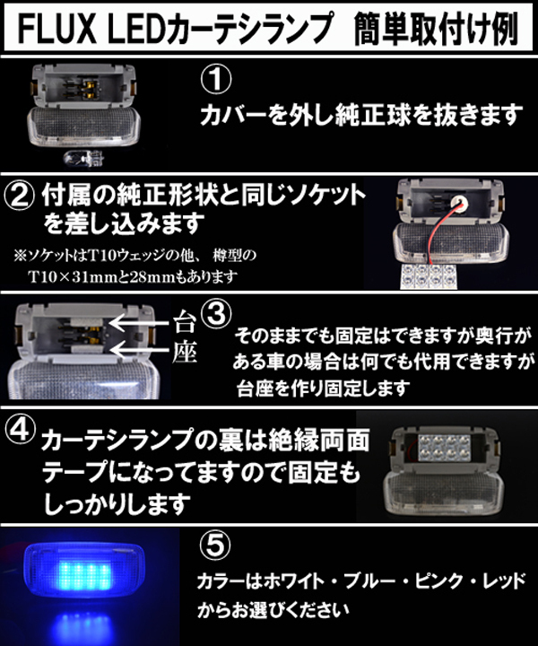 セルシオ 20系 30系 アリスト 16系 LED カーテシランプ ホワイト ブルー グリーン ピンク レッド ゴールド ドアランプ パーツ 4個セット_画像4