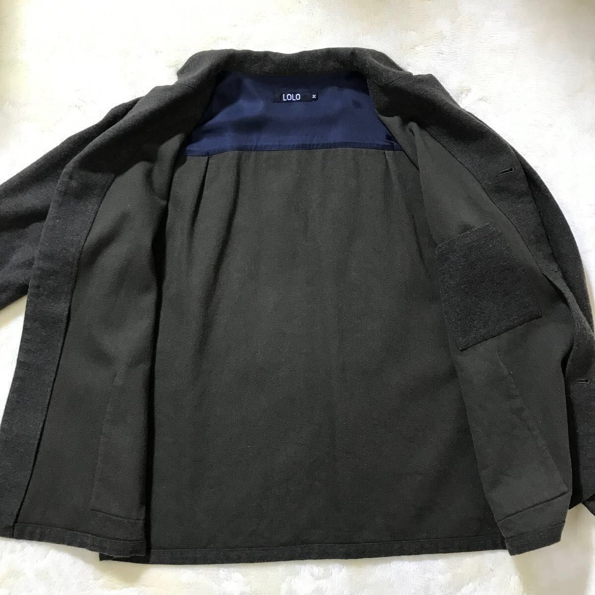 LOLO　綿ウール アンコン シャツジャケット　カーキ　日本製