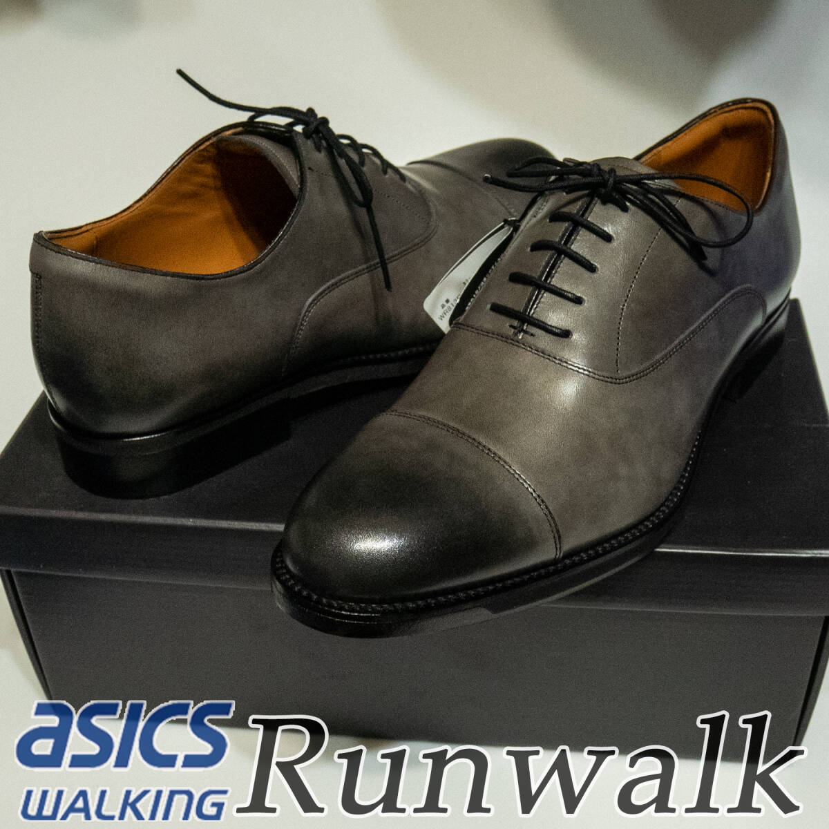 RU25 26.5EEE 新品/送料込 アシックス RUNWALK ランウォーク ビジネスシューズ 走れる革靴 グレー系 Asicsの画像3
