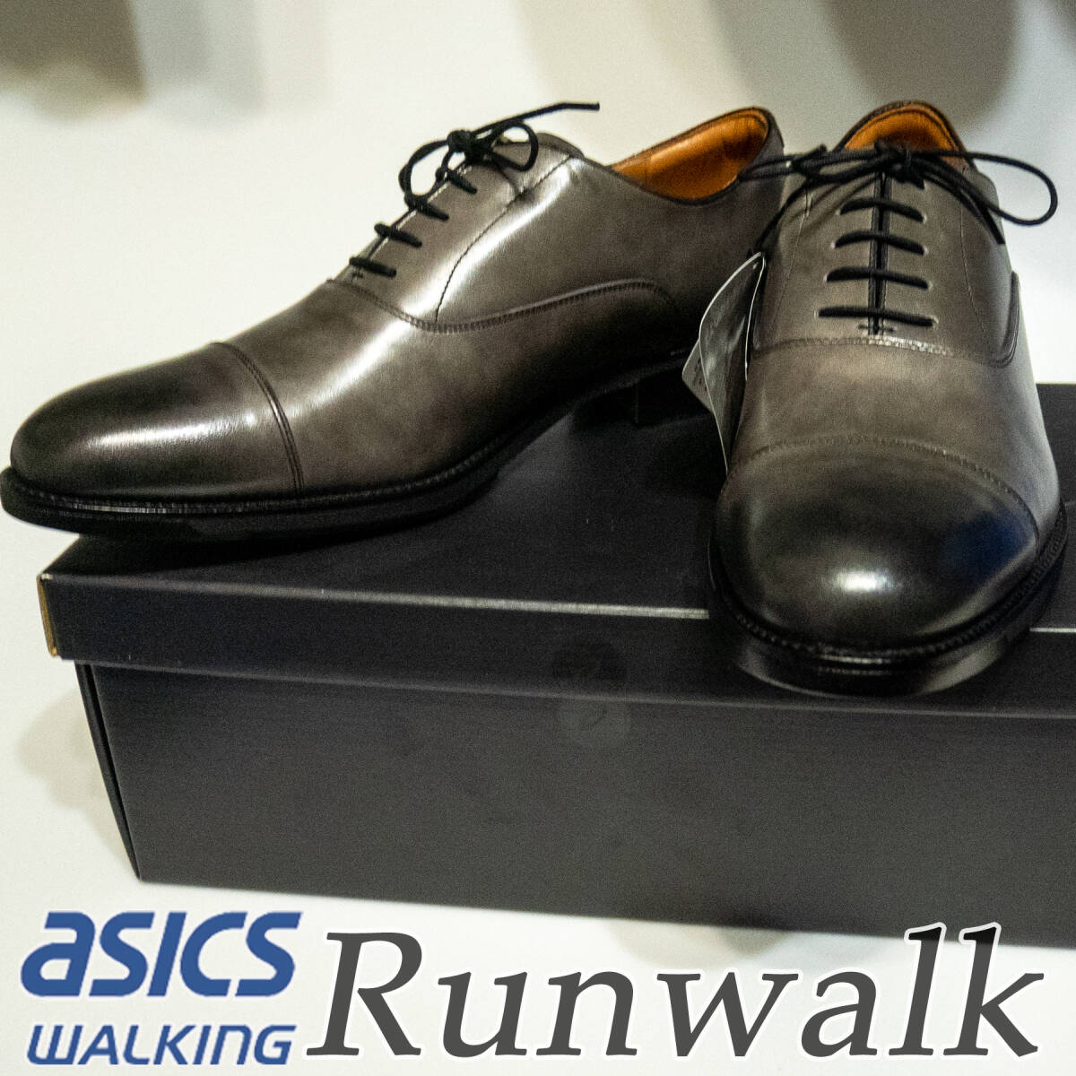 RU25 26.5EEE 新品/送料込 アシックス RUNWALK ランウォーク ビジネスシューズ 走れる革靴 グレー系 Asicsの画像1