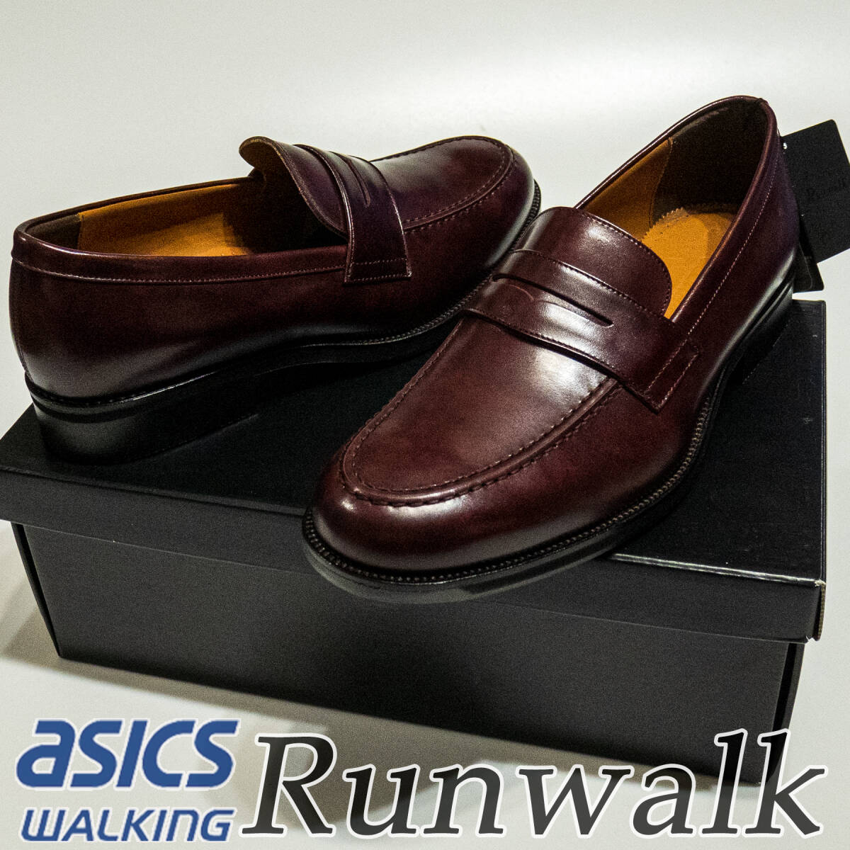 RU22 26.5EEE 新品/送料込 アシックス RUNWALK ビジネスシューズ ローファー 走れる革靴 ランウォーク Asics ブラウン系の画像2