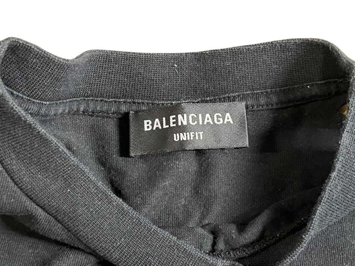 BALENCIAGA BB PARIS ICON ロング スリーブ カットソー ダメージ加工 バレンシアガ ヴィンテージデザイン ブラック メンズ トップス 本体の画像7