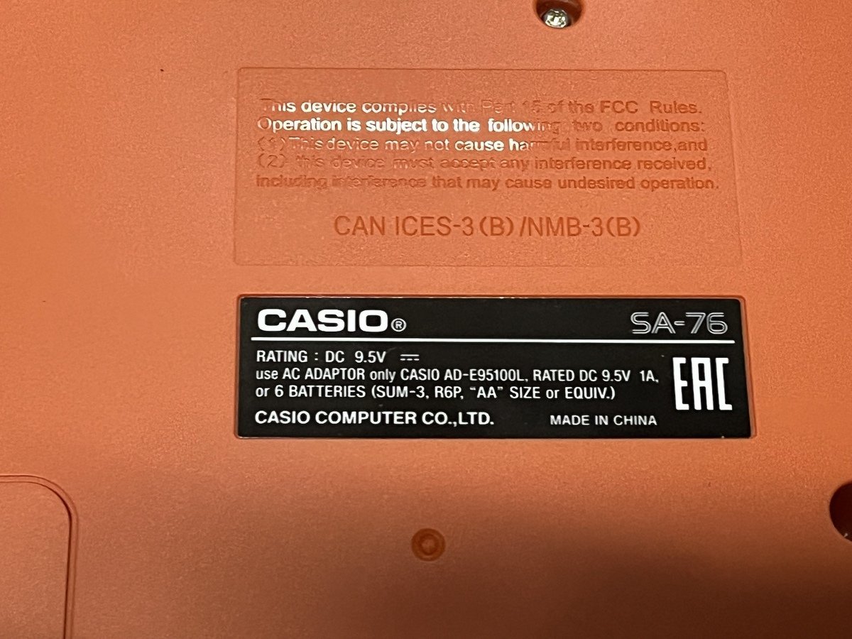 CASIO カシオ ミニキーボード SA-76 シンセサイザー ブラック オレンジ 44ミニ鍵盤 音取り お子様用 音色数100 リズム/パターン 50_画像9