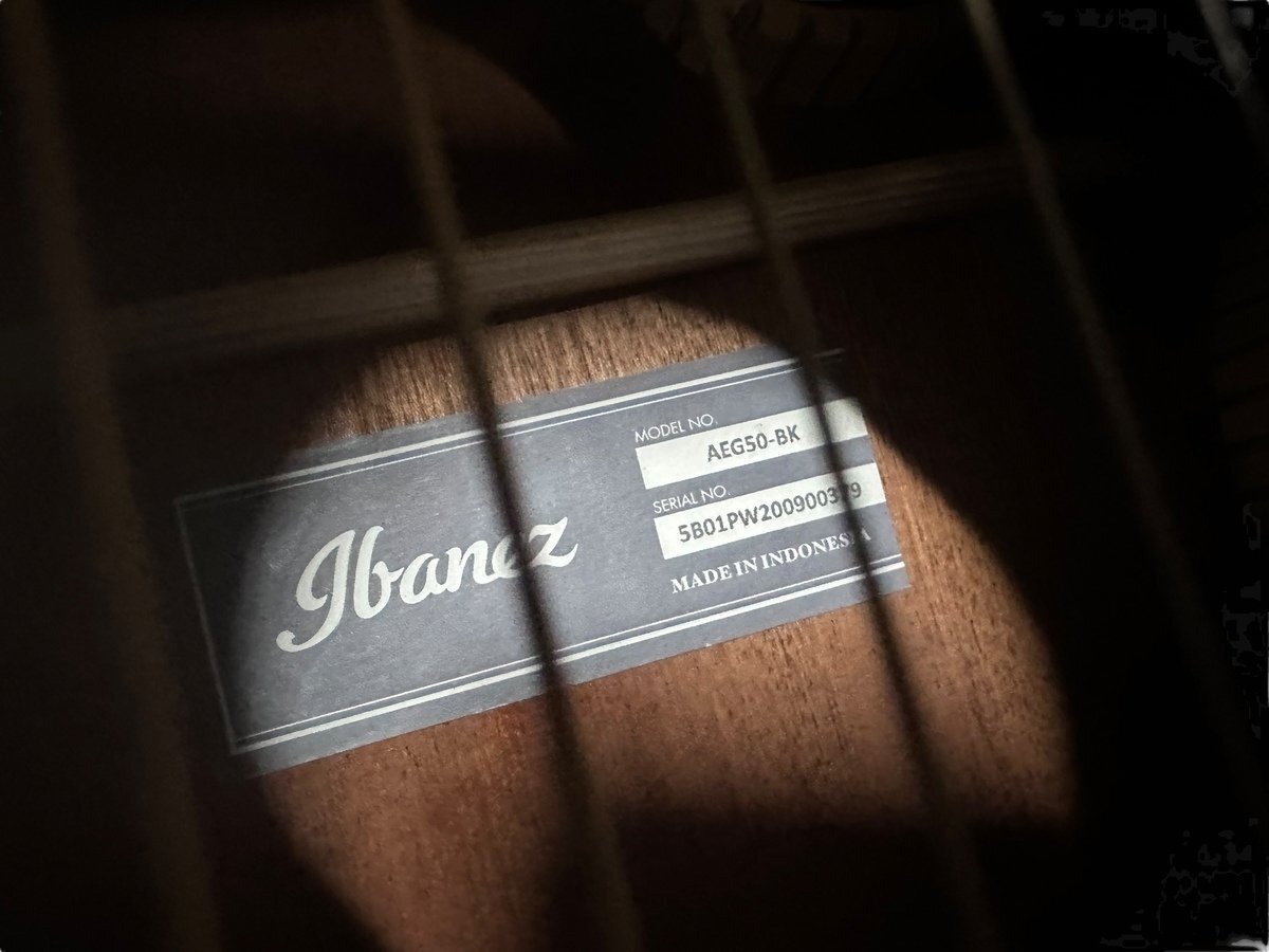 【美品】Ibanez アイバニーズ AEG50-BK (Black High Gloss) エレクトリックアコースティックギター エレアコ 楽器 音楽 付属 ソフトケースの画像10