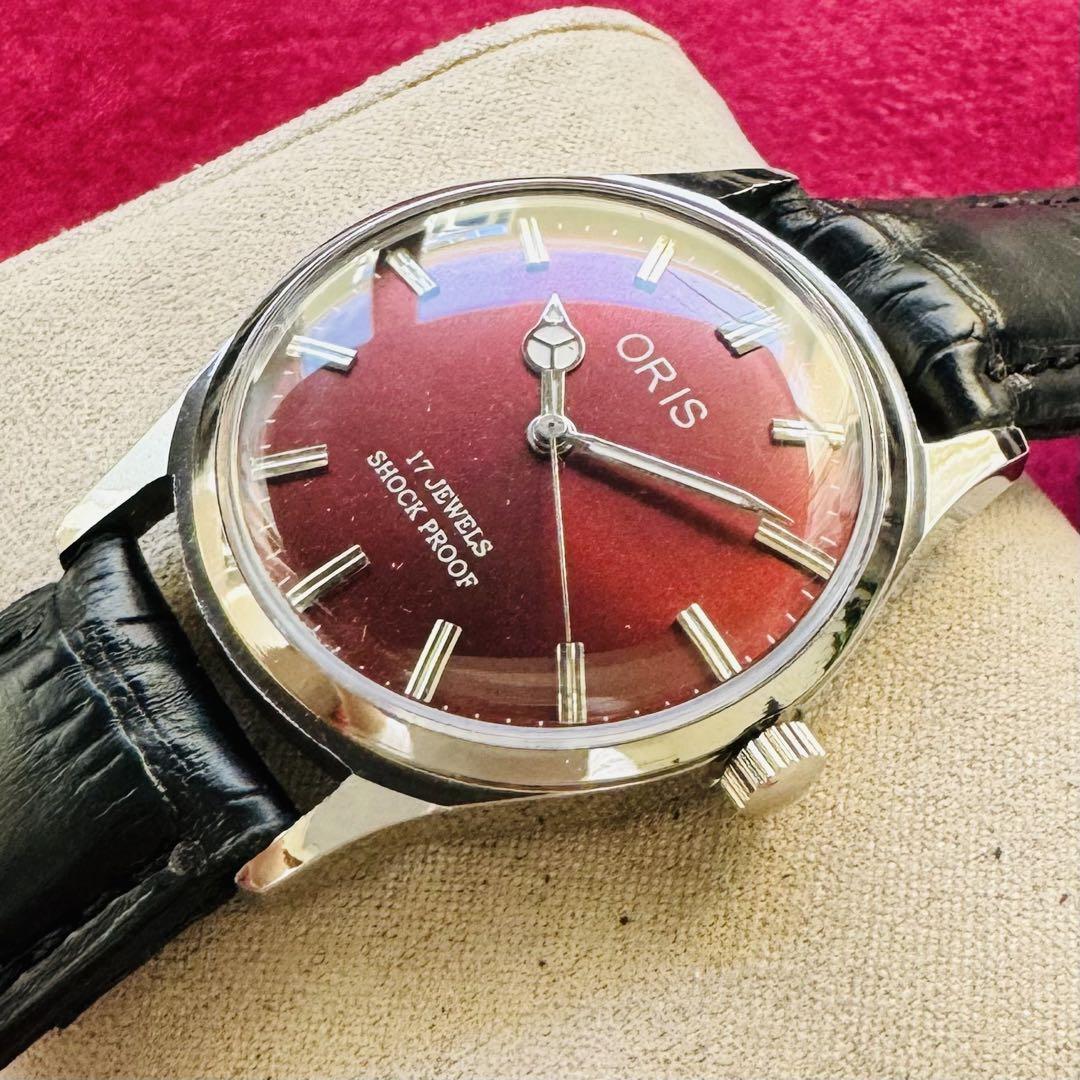 ORIS/ Oris *[ подготовлен ] очень красивый товар * работа товар / Vintage / Швейцария / 17J/ мужские наручные часы / античный / автоматический механический завод / аналог / кожа ремень 98